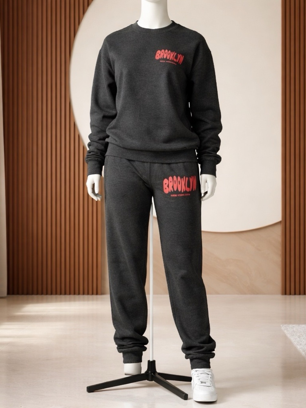 NWT Brooklyn Puff Print Sweatshirt / Joggers Set | Charcoal | Size 1X